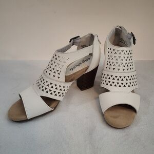 Easy Street White Heels with Perforated Design